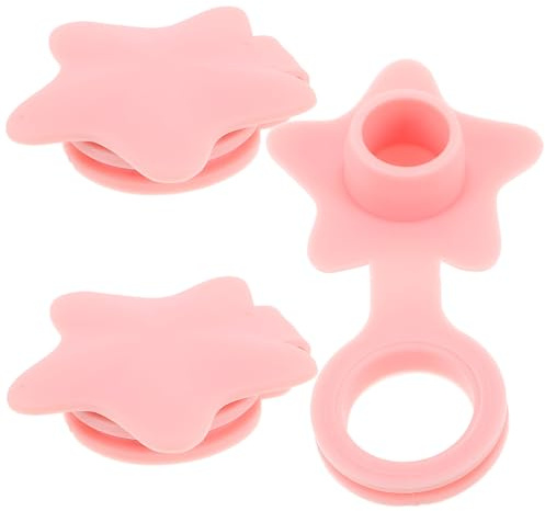 Yardenfun 3pcs Silicone Bath Tub Drain Block with Star-Shaped Overflow Cover Universal Bathroom Wash Basin Plug for 2.9-3cm Hole Diameter Pink Tub Stopper for Baths