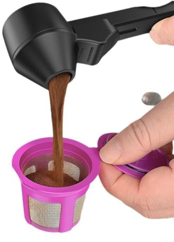HEIBTENY Cuchara de café de 2 cucharadas con embudo nivelador integrado para café molido, cuchara medidora de plástico, 20 x 6 x 3 cm, negro, cuchara multifuncional de cocina (dos)