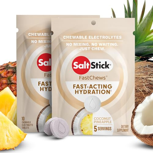 SaltStick Fastchews, Electrolyte Replacement Tablets for Rehydration, Exercise Recovery, Youth & Adult Athletes, Hiking & Sports Recovery, 2 x Packet of 10 Tablets (Coconut Pineapple)