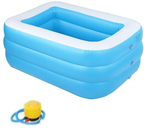 XOYIXOYI Uppblåsbar barnpool för barn hemma, plaskbassäng, stor fyrkantig pool, badkar (blå)