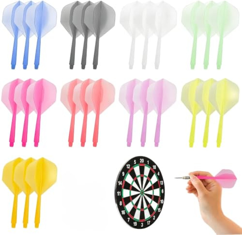 27 Pcs Integrated Dart Shaft and Flights, All in One Dart Flights,9 Colors | Dart Accessories, Lightweight Plastic Dart Stems and Flights, 2BA Anti Falling Design