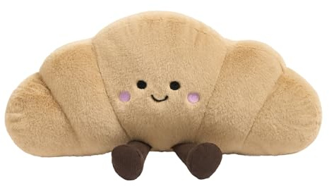 OHS Croissant Plush Decorative Pillows, Croissant Gifts Plush Pillow Stuffed Toy Novelty Cushions for Sofa Bed Cuddle Cushion Cute Room Decor Throw Pillow Gifts for Adults Kids, Brown - 35 x 18cm