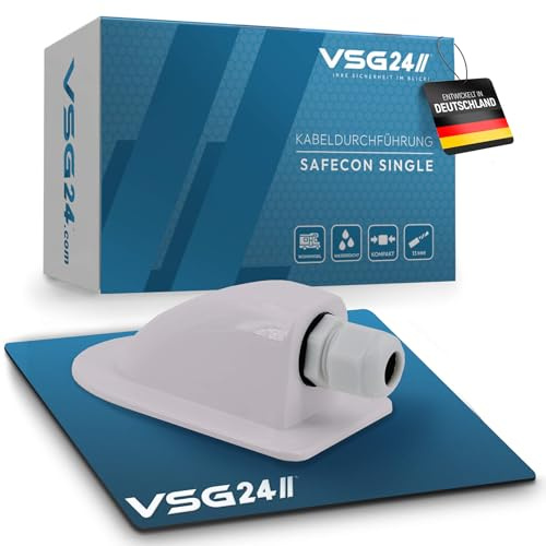 VSG Safecon, 24 passacavi singolo, bianco, impermeabile, resistente ai raggi UV e alle intemperie, compatto, per camper, furgoni, telecamera di retromarcia, solare e antenna