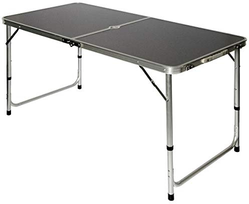 AMANKA Table de Camping Pique-Nique Pliable réglable en Hauteur 120x60x70cm en Aluminium Pliant Format Mallette Gris Foncé
