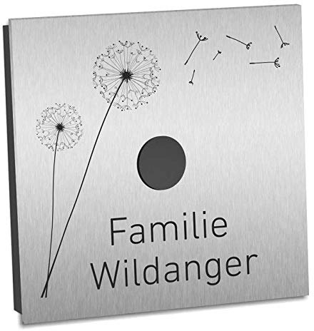 Funkklingel Edelstahl SUPER FLACH 120x120x8mm Funk Türklingel Haustürklingel mit 400m Reichweite und 52 Türklingel Melodien