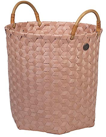 Handed By - Dimensional - Aufbwahrungskorb/Wäschekorb - Recycelter Kunststoff/Rattan Henkel - Rosa/Puder - (HxBXT) 30 x 30 x 30cm