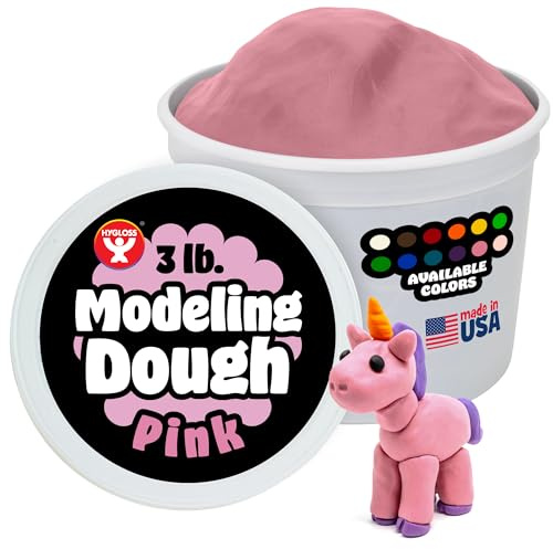 Hygloss Play Modeling Dough for Kids – Safe & Non-Toxic Sensory Dough for Arts and Crafts – 3 lb Tub – Play Clay for Toddler Activities, Preschool Classroom Must-Haves – Pink Color, Unscented