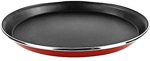 Molde redondo para Pizza Magefesa Praga de 30cm fabricado en España de acero esmaltado. Precioso color rojo exterior y recubirmiendo antiadherente bicapa negro.