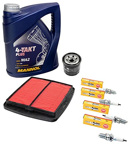 Wartungspaket Öl 4L + Luftfilter + Ölfilter + Zündkerzen für Suzu ki GSF 1200 GSF1200 Bandit GV75A Baujahr 1996-2000