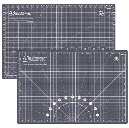 Headley Tools Selbstheilende Schneidematte, 30,5 x 45,7 cm, langlebige rotierende Schneidematte, doppelseitig, 5-lagig, gerastert, A3-Schneidebrett für Handwerk, Stoff, Quilten, Nähen,
