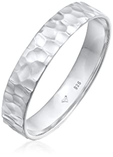 Kuzzoi Anillo para hombre (4 mm) Macizo Hecho a mano, Anillo de banda para hombres de plata de ley 925, Anillo de boda, Anillo de compromiso, Anillo de amistad, Anillo para hombre martillado, Talla de