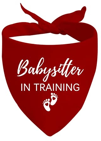 Generic Hundehalstuch, 1 Stück - Rot, Polyester, 70 cm x 34 cm - Babysitter In Training Aufschrift