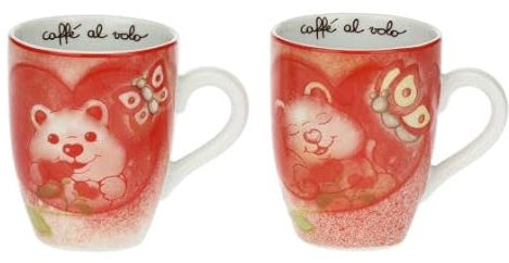 THUN, Set di 2 Mug Quokka Love in Porcellana Decorata a Mano, Linea Quokka Love, Capacità 300 ml