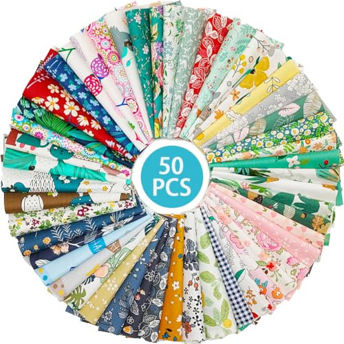 MIDUOLE Fabric, 50 pcs/lot Top Cotton 8 x 8 (20cm x 20cm) Squares Patchwork, Precut Multi-Color and Different Pattern for Sewing Quilting Crafting, Home Party Craft Fabric DIY Sewing Mask.