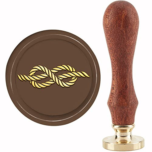 craspire Nautischer Wachs-Siegel-Stempel, Knoten-Siegellack-Stempel, 30 mm, Retro-Vintage, Abnehmbarer Messing-Stempelkopf Mit Holzgriff Für Einladungen, Verpackung