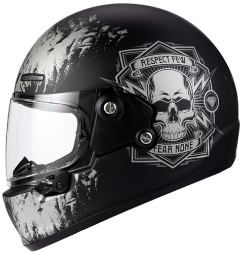 Full Face Integral Motorradhelm Retro Roller Helm DOT/ECE-Zulassung Vintage Style Crash Helm Erwachsene Mode Motorradkreuzer Helm Straße Fahrrad Helm Motocross Helm D,XL=61-62CM
