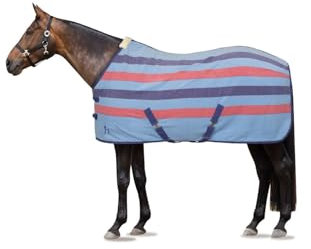 netproshop Pferdedecke Fleece Abschwitzdecke Rising Star gestreift Gr. 75-125, Groesse:105, Farbe:blau-rot