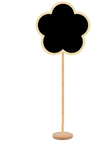 Rockreyoa 10 Stück Klein Kreidetafel mit Ständer Holz Mini Tafel Tischkarte Memotafel Platzkarten Schilder Blackboard für Nachricht Hochzeit Geburtstag Party Tischdeko Preisschilder Blume