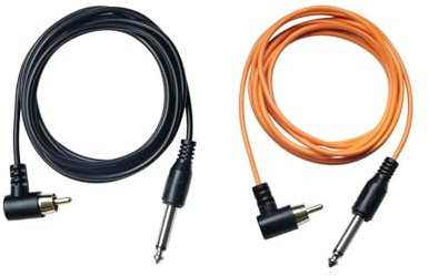 YSJJZRL Cavo audio da 200 cm, 6,35 mm a RCA, angolo di 90 gradi, TS mono maschio a RCA maschio, cavo adattatore audio (nero + arancione, confezione da 2)