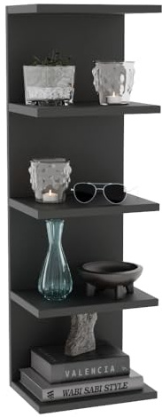 ComfortCove Estante de Pared, Librería de Pared, 5 Estantes, Negro
