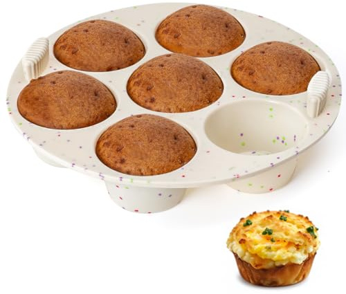 Silicone Muffin Pan for Air Fryer Oven Instant Pot, Nonstick 7 Cups Easy To Handle for Baking Egg Bites Mold Muffin Tart Cupcake Mini Quiche 1 Pack Confetti