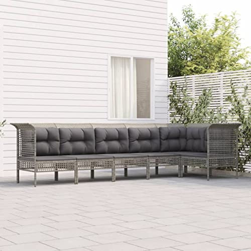 SECOLI Gartensofa wetterfest Metall Gartenlounge Outdoor Balkon Lounge Ecksofa Lounge Balkonmöbel Kleiner Balkon Balkonsofa loungesofa Outdoor Terassenmöbel außen mit Kissen Grau-6-tlg-2