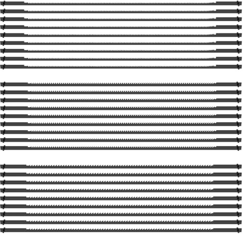 Caffney 27Pcs Scroll Saw Blades 6-1/2inch High Carbon Steel Coping Saw Blades Set 15TPI 18TPI 24TPI Pin End Scroll Saw Blade Replacement Set Wood Cutting Saw Blades for Wood Plastic Leather HHD(27PCS)