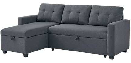 VitaliSpa Sofa L Form Campina, Grau, 226 x 163 cm | mit Schlaffunktion, platzsparend mit ausziehbarer Liegefläche und Bettkasten
