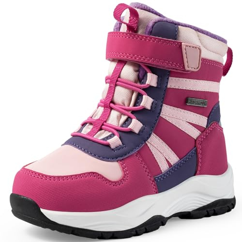 Harvest Land Kids Waterproof Winter Snow Boots for Girls & Boys - Lightweight, Non-Slip, Warm Outdoor Hiking Shoes High top Purple 2.5