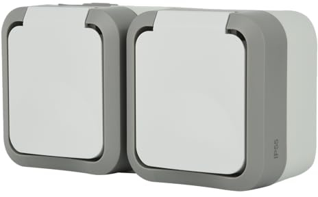 Electraline 615906 2 Prises Françaises (2P+T) 16A / Double Prise Outdoor IP55 Hypro