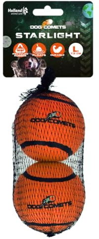 Dog Comets Tennisbal Starlight L Naranja (paquete de 2)