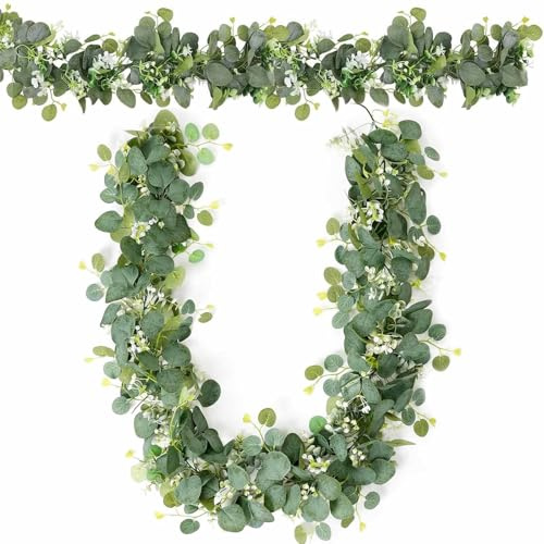 ParPix 2 Stück Künstliche Eukalyptus-Girlande, 180cm Grün Deko für Hochzeiten - Premium Qualität
