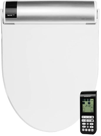 Bio Bidet BB2000 Electric Bidet Toilet Seat, Warm Water with Air Dryer, Heated Seat with Sensor and Slow Close Lid, Night Light, Modern Black Remote Control, Elongated