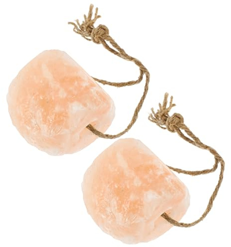 HAF® Lot de 2 pierres à lécher de sel de 5 à 6 kg avec cordon pour chevaux, bovins, gibiers et moutons | Pierre à lécher en 100 % sel cristal de roche | Pierre minérale du Pakistan | Taille : 5-6 kg |