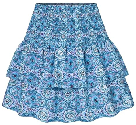 Adigaber Mini Jupe pour Femmes Taille Haute à Volants Jupe 2 in 1 Sexy Tops pour La Fête, La Plage, Les Vacances