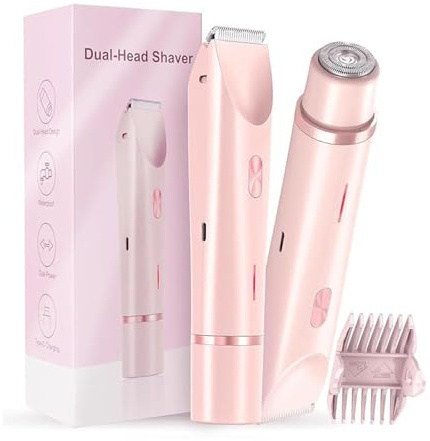 Rasierer Damen, 2-in-1 Intimrasierer für Frauen, Damenrasierer Elektrisch Nass-Trockenrasierer Wasserdicht Trimmer Damen, USB-Aufladung Bikini Trimmer für Gesicht Körper Bein Bikini (A)
