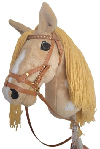 Steckenpferd A4 (Pferd auf einem Stock) Hobby Horse A4 komplett mit Kantar wie auf dem Foto (ligtkrem)