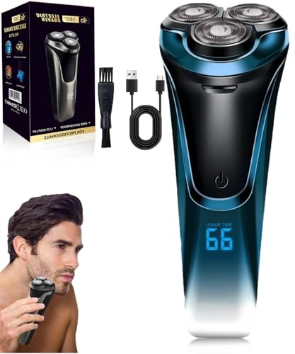 Snapbuy Electric Razor for Men, Electric Razor Pro of Father, 4D Floating Head Rotary Shaver,2025 New Electri c Shaver with LCD Display & Quiet Motor, IPX7 Waterproof (Blue)