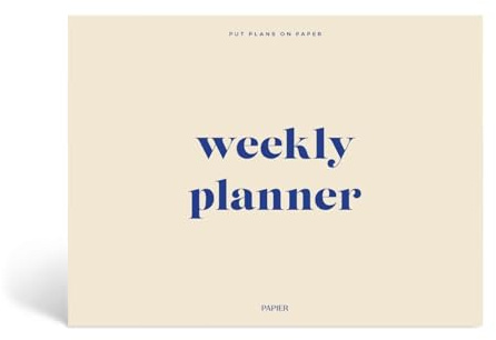Papier Joy Weekly Desk Planner - Beige | 1 Page Per Week | Weekly Plan Section & Next Week Notes | TearOff Design | Table Top Office Essentials | 52 Sheets | Undated | Time Management & Organizer Gift