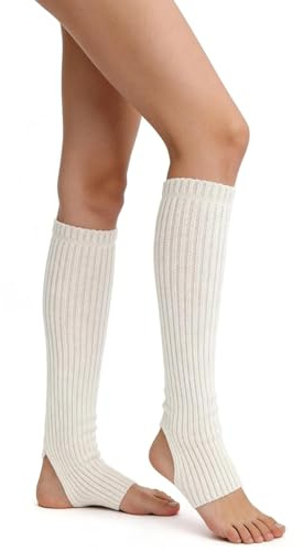 GZRXIOUS Beinstulpen Damen für Yoga Ballett Beinwärmer Ballettstulpen Legwarmers Ballett Stulpen Mädchen mit Fersenloch Leg Warmers für Training Tanzen Alltag Alle Jahreszeiten Einheitsgröße Weiß
