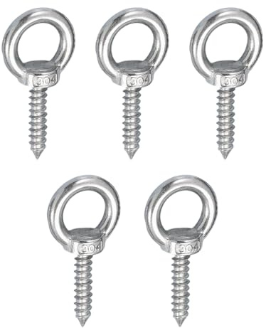 Crochet à Visser Boulons à Œil Autotaraudeurs M4x16 Acier Inox 304 Lot de 5 | Pour Fixation Bois, Convient Hamac, Balançoire Et Chaise De Yoga, Utilisation Intérieure Et Extérieure
