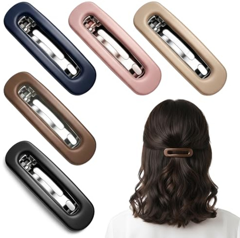 5 Pcs Hair Clips Women, Matte Snap Clips for Hair, Flat Barrettes Clips For Thick & Thin Hair, for Driving, Yoga & Daily Use, Stylish Hair Accessories