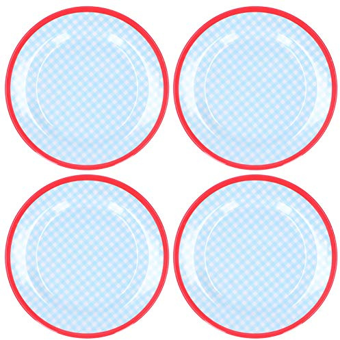 ANKROYU Set di piatti da insalata 4 pezzi da 9 pollici piatto da frutta in melamina piatto da dessert stoviglie durevoli resistenti ai graffi per la di casa ristorante stoviglie p (plaid azzurro)