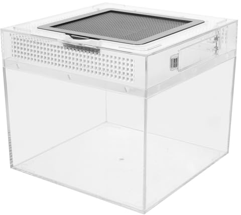 Milisten Practical Reptile Box Habitat Enclosure for Gecko Tank Creative Feed Bin for Tarantula Small Feed Bin High Transparency