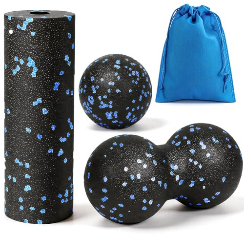 Peanut Massage Ball Set, Muscle Massage Foam Roller, Lacrosse Ball for Trigger Point, Deep Tissue Massage, Fascia Ball for Trigger Points, Yoga, Gymnastics, Fitness Roll