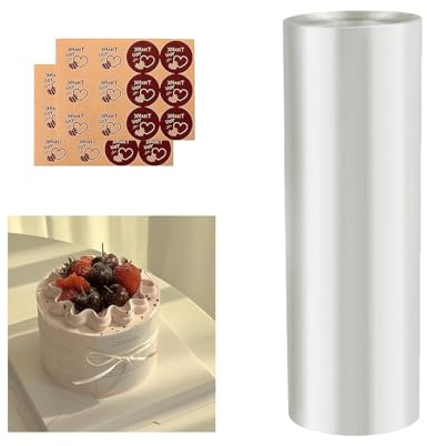 KSHENG Pellicola trasparente per bordi per torte, 20 cm x 10 m, riutilizzabile, materiale PET di alta qualità, per torte, cioccolato, mousse, anelli da dessert