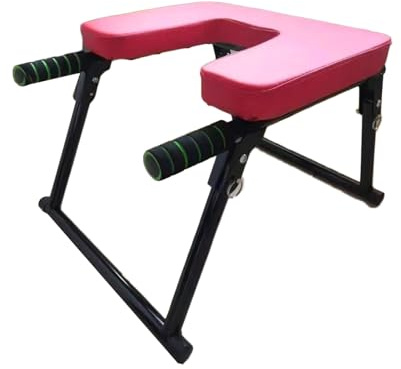 Hopfällbar Yoga Huvudstående Bänk, Fötter Upp Tränare Huvudstående Pall, Yoga Inversion Stol Med Handtag, 551lb Kapacitet, For Balkonger Kontor Gym(Red)