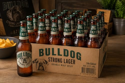 Birra Strong Lager Doppio Malto 8,7% Vol Confezione 24 Bottiglie Da 33 cl Gusto Intenso E Corposo Ideale Per Aperitivi Cene Barbecue Feste Eventi Formato Scorta Da 7,92 Litri