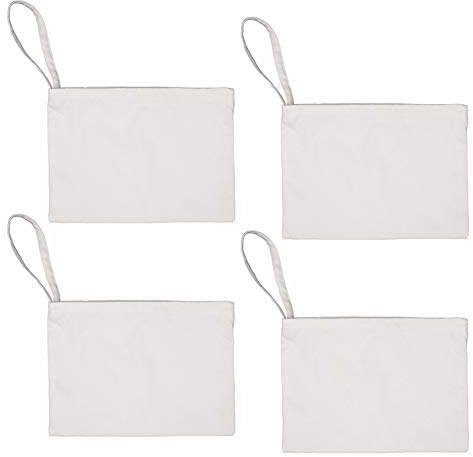 aspire 4er-Pack Leinentaschen aus 100% Baumwolle 11 x 8 Zoll weiße Wristlet-Taschen für DIY-Projekte