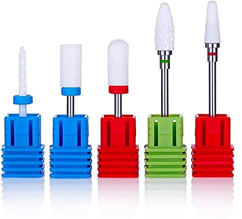 MelodySusie 5x Premium Keramik Bits Set Professioneller Schleifkörper Schleifkopf Nagelfräser Aufsätze Set für Maniküre Pediküre Nagelpflege